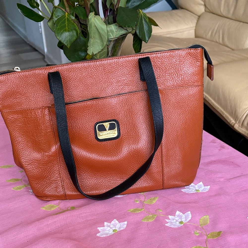 Valentina Brown Pebbled Leather Tote Bag